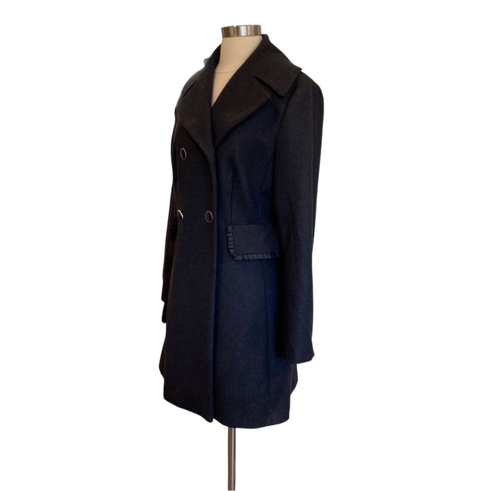 Betsey Johnson Wool Longline Coat In Dark Grey Size 8 - Picture 7 of 12